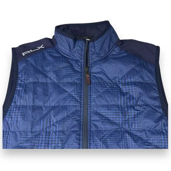 RLX Ralph Lauren Mens Medium Quilted Golf Vest Full Zip Wool Blend NEW $228